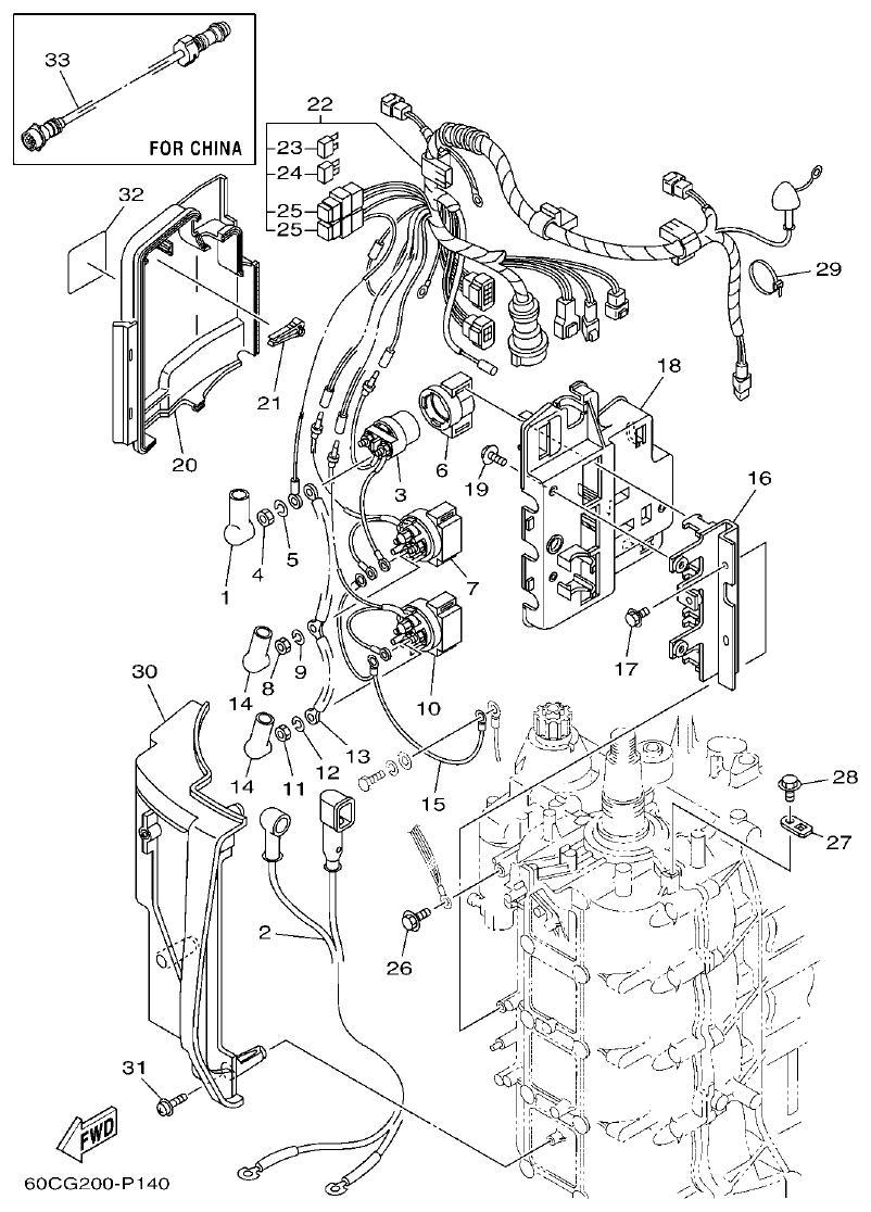 Yamaha F100BET ELECTRICAL 2 parts diagram